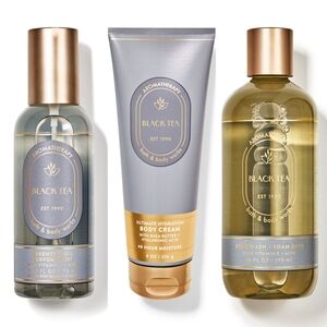 Bath & Body Works Aromatherapy Black Tea 3 Piece Body Care Collection Set NEW